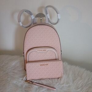 Michael Kors Pink Powder Blush Backpack and Wallet Set